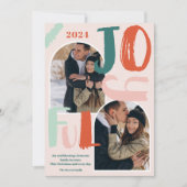 Bohoスクリプはっきりしたト2枚の写真アーチJoyful Christmas シーズンカード (正面)