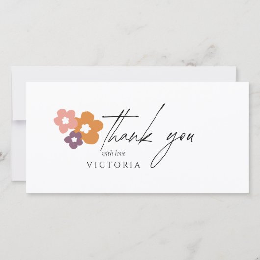 Bohoスクリプエレガントトフローラ サンキューカード (正面)