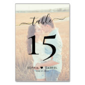 Bohoスクリプトハート結婚写真の両面 テーブルナンバー (正面)