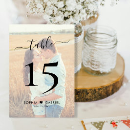 Bohoスクリプトハート結婚写真の両面 テーブルナンバー