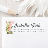 Bohoスクリプトピンク結婚フローラ差出人住所 ラベル (インサイチュ)