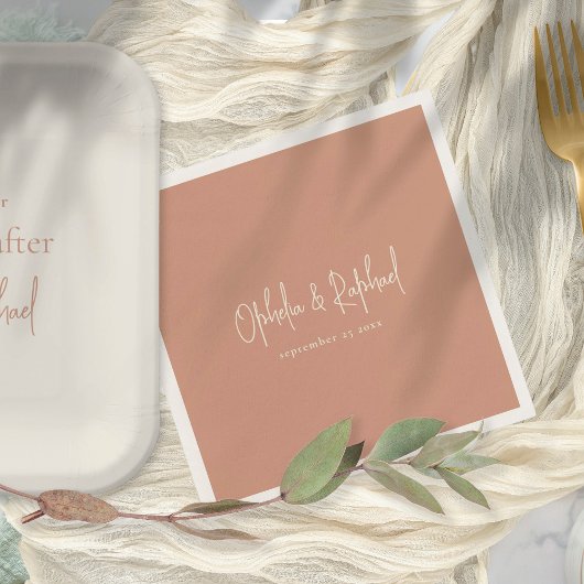 Bohoスクリプト名Date Terracotta 結婚's スタンダードカクテルナプキン