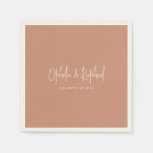 Bohoスクリプト名Date Terracotta 結婚's スタンダードカクテルナプキン (正面)