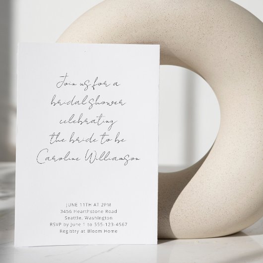 Bohoスクリプト白黒モダンブライダルシャワー招待 招待状