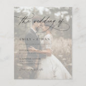 Bohoスクリプト素朴フォトバジェット結婚式招待状 (正面)