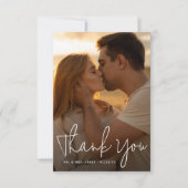 Bohoスクリプト&クラシックタイポグラフィフォト結婚ズ サンキューカード (正面)