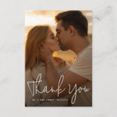 Bohoスクリプト&クラシックタイポグラフィフォト結婚ズ サンキューカード (正面)