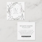 Bohoスケッチフローラリースモ素朴ノグラム スクエア名刺 (正面/裏面)