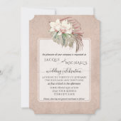 BOHOスタイルのフラッシュオーキッド花熱帯ジャングルの葉 招待状 (正面)