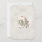 BOHOスタイルのフラッシュオーキッド花熱帯ジャングルの葉 招待状 (裏面)