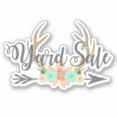 BOHOスタイルの鹿の角と矢印のガレージセールステッカー シール (正面)