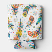 Bohoスタイル、シームレスな羽毛パターン。 缶クーラー (裏面)