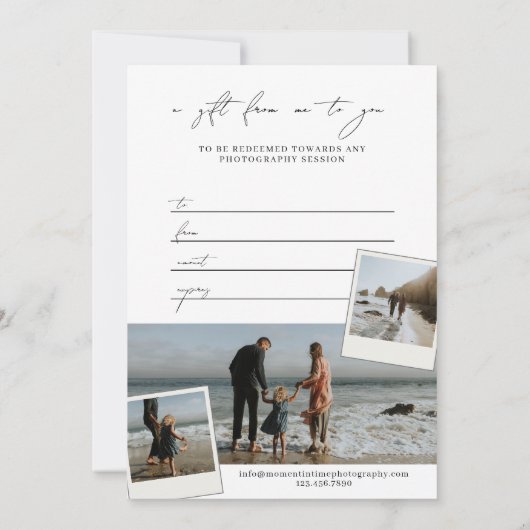 Bohoスナップミニマルショット写真撮影ギフトカード (裏面)