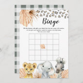 Bohoセージ緑のサファリOhボーイベビーシャワービンゴ 招待状 (正面/裏面)