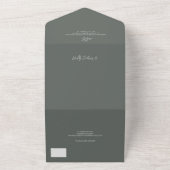 Bohoセージ緑の写真フローラ素朴なアー結婚チズ オールインワン招待状 (外側)