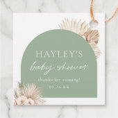 Bohoセージ緑の赤ちゃんシャワーありがとうメッセージカード フェイバータグ (裏面)