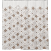 Bohoソフトニュートラルトライバルジオメトリックパタアステカーン シャワーカーテン (正面)