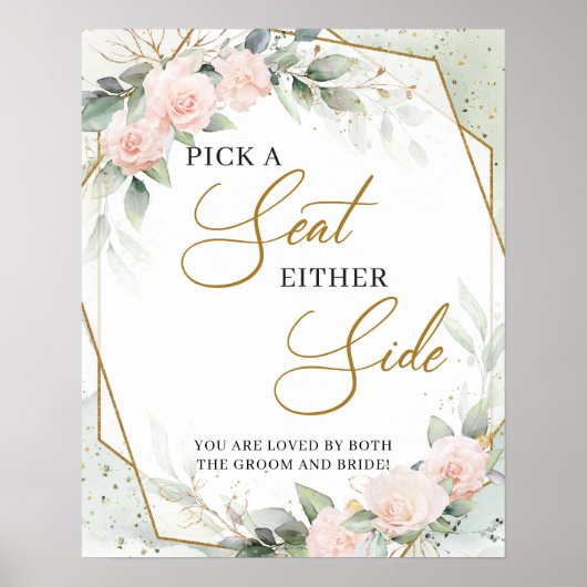 Bohoソフトピンクのバラ金ゴールドシートを両側に選択 ポスター (正面)