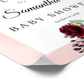 Bohoソフトピンクのフローラ赤ちゃんシャワー歓迎サイン ポスター (角)