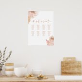 Bohoソフトピンクの座席表 ポスター (キッチン)