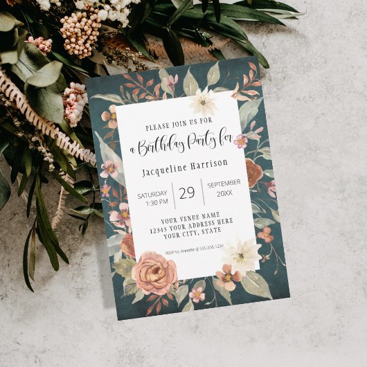 BOHOターコイズ秋秋フローラ誕生会 招待状