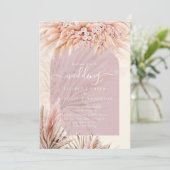 BOHOダスティバラコーラルパンパスグラス結婚ズ 招待状 (スタンド正面)