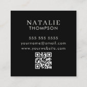BohoチックミニマリストブラックフラワーQRコード スクエア名刺 (裏面)