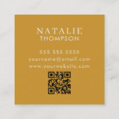 BohoチックミニマリストマスタードイエローモダンQRコード スクエア名刺 (裏面)