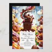 Bohoチョコレートベビーシャワー 招待状 (正面/裏面)