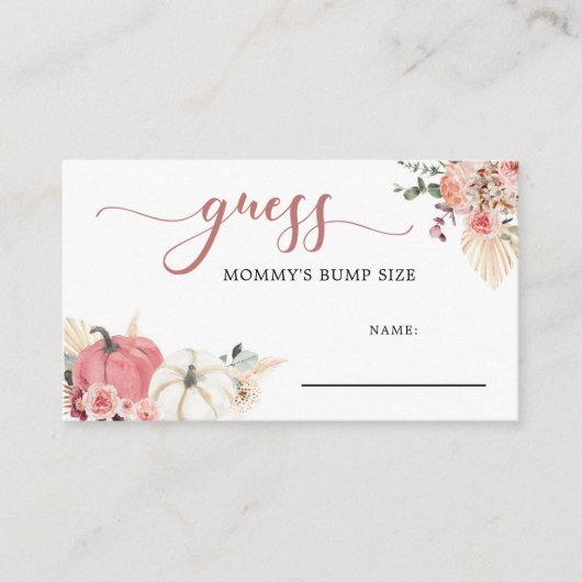 Bohoツインピンクとホワイトパンプキンママのバンプサイン エンクロージャーカード (正面)