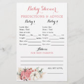 Bohoツインピンクと白かぼちゃの赤ちゃんシャワーカード (正面)