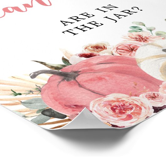 Bohoツインピンクホワイトカボチャ赤ちゃんシャワーいくつ ポスター (角)