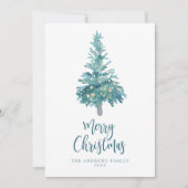 Bohoティール(緑がかった色)クリスマスウォーター色ツリー非写真 シーズンカード (正面)