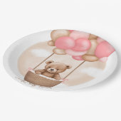 Bohoテディベアガールピンク真珠の待ち赤ちゃんシャワー ペーパープレート (アングル)
