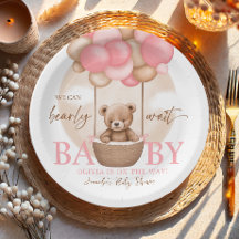 Bohoテディベアガールピンク真珠の待ち赤ちゃんシャワー
