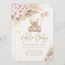 Bohoテディベアガールピンク真珠の待ち赤ちゃんシャワー