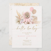 Bohoテディベアガールピンク真珠の待ち赤ちゃんシャワー