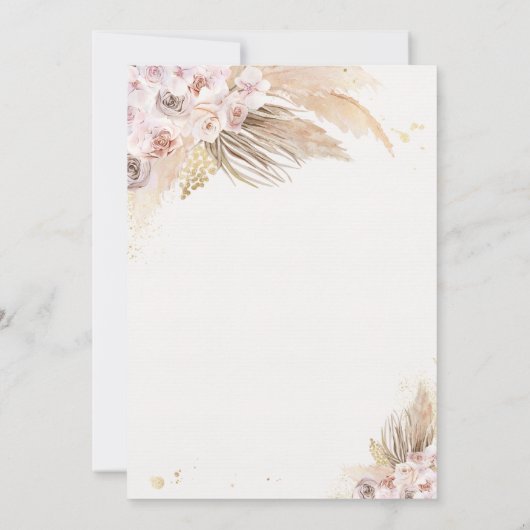 Bohoテディベアガールピンク真珠の待ち赤ちゃんシャワー 招待状 (裏面)