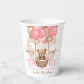 Bohoテディベアガールピンク真珠の待ち赤ちゃんシャワー 紙コップ (裏面)