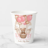 Bohoテディベアガールピンク真珠の待ち赤ちゃんシャワー 紙コップ (正面)