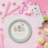 Bohoテディベアセージ緑Bearly待ちベビーシャワー ペーパープレート (パーティー)