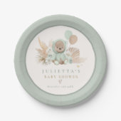 Bohoテディベアセージ緑Bearly待ちベビーシャワー ペーパープレート (正面)