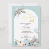 Bohoテディベアパンプキンボービーバーベビーシャワー 招待状 (正面)