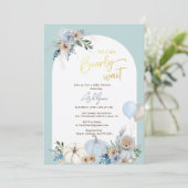 Bohoテディベアパンプキンボービーバーベビーシャワー 招待状 (スタンド正面)