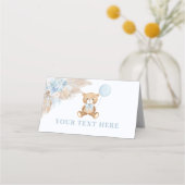 Bohoテディベアブルーバルーンフードテント プレイスカード (正面)