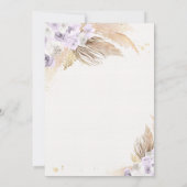 Bohoテディベアーガール薄紫真珠待機赤ちゃんシャワー 招待状 (裏面)