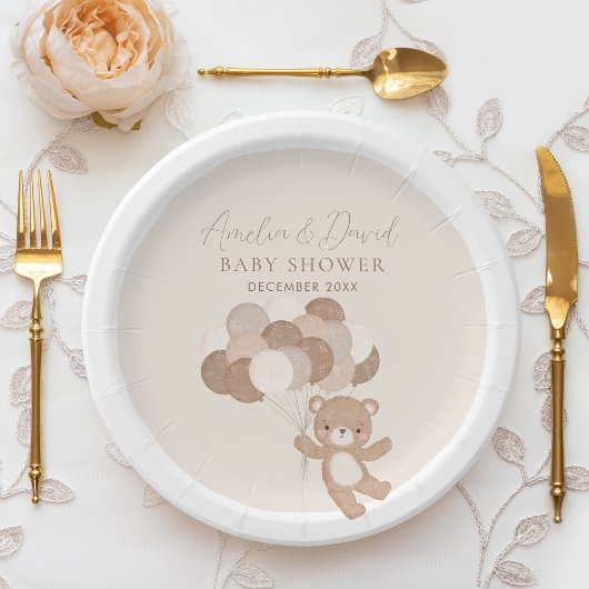 Bohoテディベア心待ちバルーン ペーパープレート