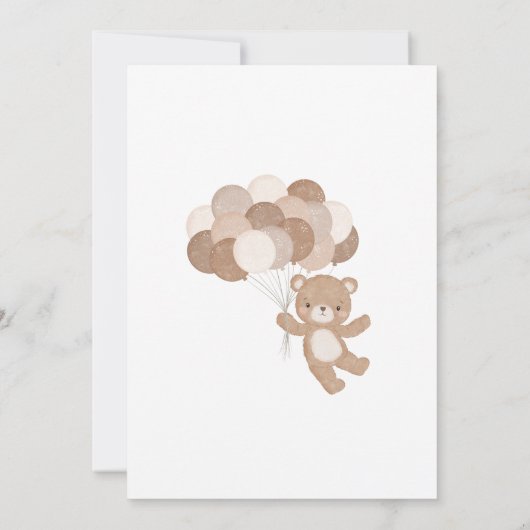Bohoテディベア心待ち赤ちゃんシャワーブラウン 招待状 (裏面)