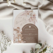 Bohoテディベア心待ち赤ちゃんシャワーブラウン 招待状