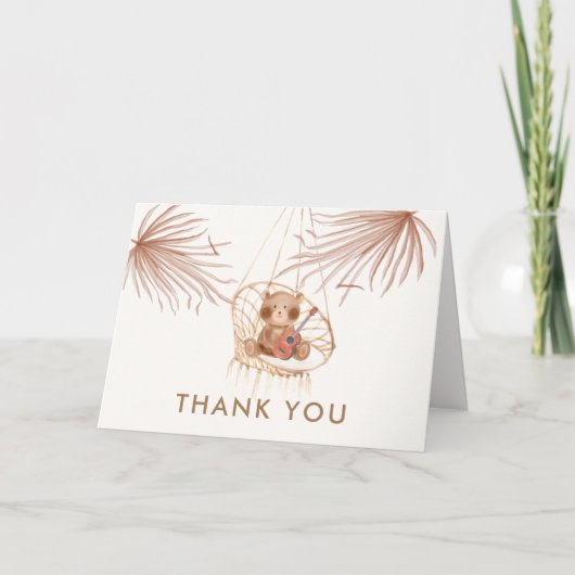 Bohoテディミニマルベアビーチベビーシャワー サンキューカード (正面)